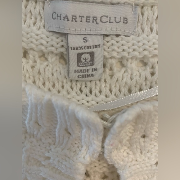 Chart Club Bright White Short Sleeve Cotton Sweater - Picture 2 of 6